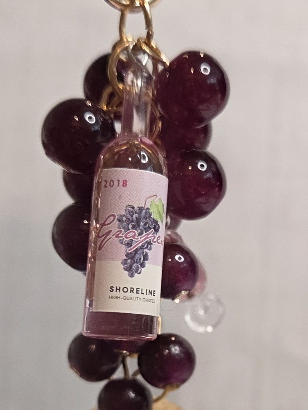 For All The Wine Lovers! Cork with Grape beads. Wine bottle & wine glass!